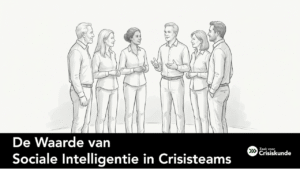 Groep professionals in gesprek in een kring, illustratie bij artikel over sociale intelligentie in crisisteams