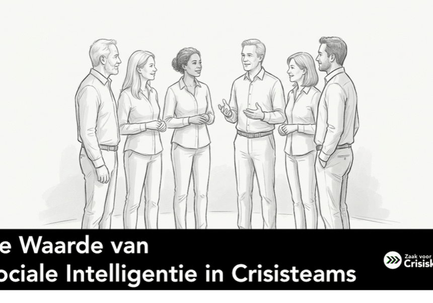 Groep professionals in gesprek in een kring, illustratie bij artikel over sociale intelligentie in crisisteams